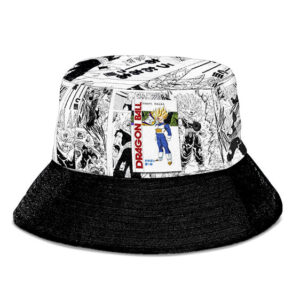 SSJ2 Son Gohan Manga Strip Black and White Cool Bucket Hat