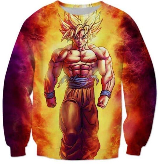 SSJ2 Son Goku Super Saiyan 2 Flame Fire 3D Sweatshirt - Saiyan Stuff