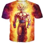 SSJ2 Son Goku Super Saiyan 2 Flame Fire 3D T-Shirt - Saiyan Stuff