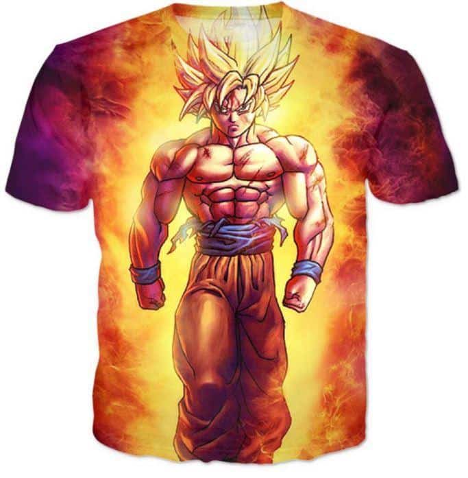 SSJ2 Son Goku Super Saiyan 2 Flame Fire 3D T-Shirt