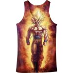 SSJ2 Son Goku Super Saiyan 2 Flame Fire 3D Tank Top - Saiyan Stuff