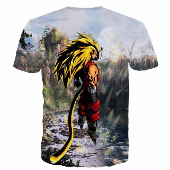 SSJ3 Goku Super Saiyan 3 River Mountain Graphic T-Shirt - Saiyan Stuff