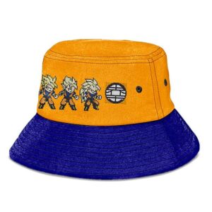 Son Goku Pixelated DBZ Form Orange and Blue Cool Bucket Hat