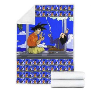 Stoner Goku & Vegeta Smoking Marijuana Joint Throw Blanket