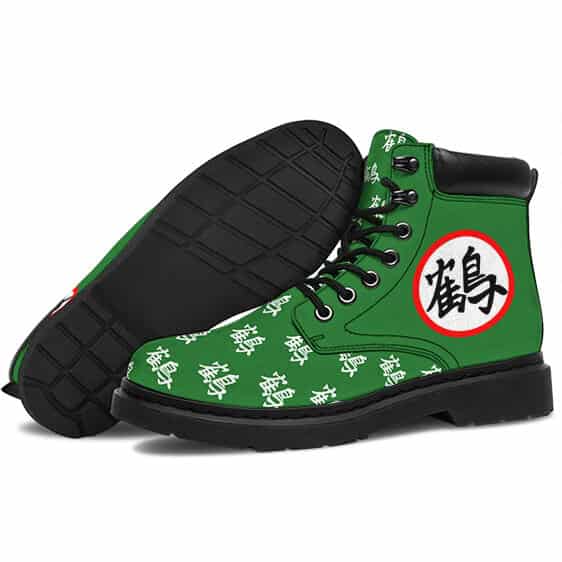 Stylish Crane Kanji Pattern Green All Season Boots