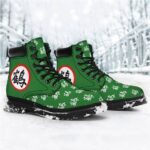 Stylish Crane Kanji Pattern Green All Season Boots