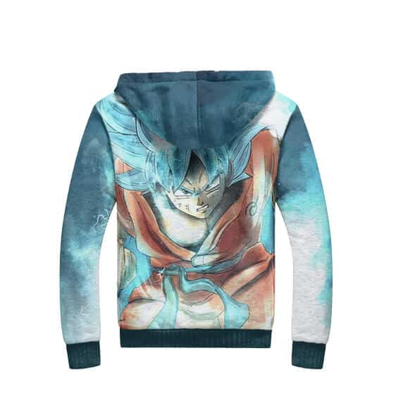 Super Saiyan God Goku Blue Aura Cool Fleece Hooded Jacket