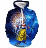 Super Saiyan 5 Goku SSJ5 Space Galaxy 3D Blue Fashion Hoodie - Saiyan Stuff