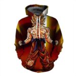 Super Saiyan Son Goku Body Damaged Battle Rage 3D Red Hoodie