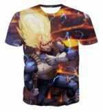 Amazing Vegeta Super Saiyan Thunder Bolt Aura Battle Design T-Shirt