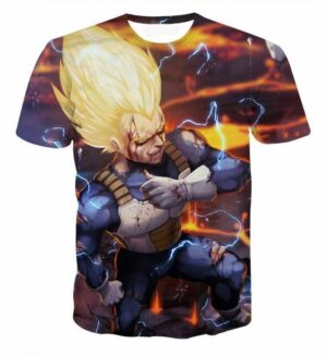 Amazing Vegeta Super Saiyan Thunder Bolt Aura Battle Design T-Shirt