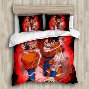 DBZ Resurrection F Son Goku Red Aura Black Bedding Set