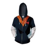 Android 17 Black Red Scarf Zip Up Cosplay 3D Hoodie