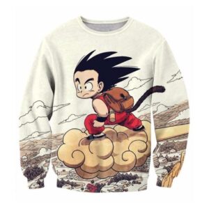 Flying Cute Kid Goku Cloud Nimbus Vintage Beige Sweatshirt
