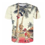 Palm Tree Cute Kid Goku Master Roshi Vintage Beige T- Shirt