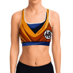 Son Goku Anime Detailed DBZ Orange Blue Awesome Sports Bra