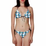 Vegeta Super Saiyan Blue Polka Pattern White Bikini Swimsuit