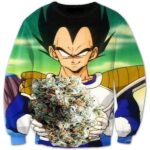 Vegeta Smokes Weed Large Marijuana Nug Crewneck Sweatshirt - Saiyan Stuff