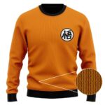 Dragon Ball Z Son Goku Kanji Logo Orange Wool Sweater