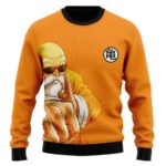 DBZ Master Roshi Punch Turtle Kanji Orange Wool Sweater