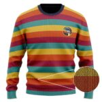 DBZ Cute Frieza Ship Logo Retro Rainbow Wool Sweatshirt