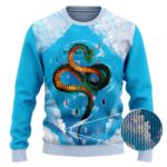 Dragon Ball Z Majestic Dragon Shenron Blue Wool Sweater