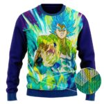 Awesome Gogeta Blue Aura Artwork DBZ Wool Sweater
