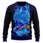 DBZ Super Saiyan Blue Goku Neon Lights Wool Sweater