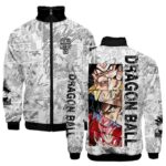 Goku's Transformation Light Gray Comic Draft Varsity Jacket