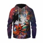 DBZ Smoking Kid Goku Outer Space Galaxy 3D Blue Hoodie