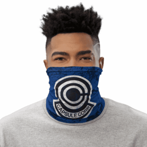 Dragon Ball Z Capsule Corps Grunge Blue Face Covering Neck Gaiter