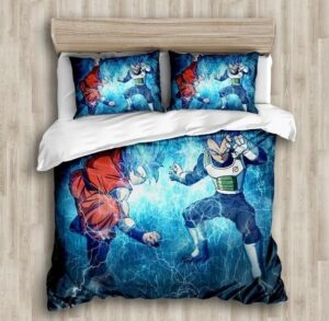 Goku And Vegeta Super Saiyan Blue Form Electric Aura Bedding Set