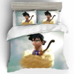 DBZ 3D Drawn Kid Goku Riding Kinton Cloud Bedding Set