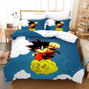 Dragon Ball Kid Goku Riding Flying Nimbus Vibrant Bedding Set
