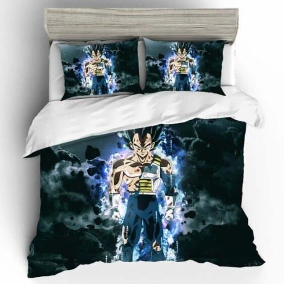 Wounded Powerful Vegeta Blue Aura Black Bedding Set