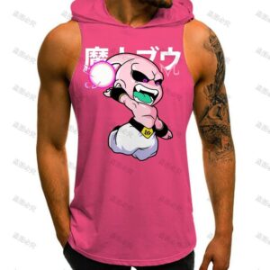 Kid Buu Dragon Ball Z Gym Pink Sleeveless Hoodie