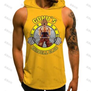 Goku's Barbell Club Yellow Workout Hooded Tank Top
