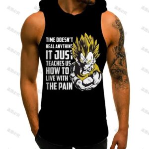 Live with the Pain Vegeta Gym Muscle Sleeveless Hoodie