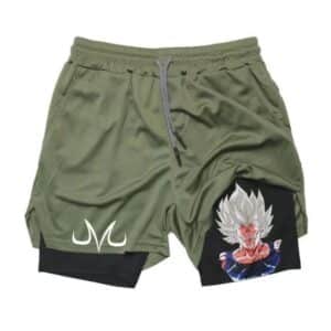 DBZ Furious Majin Vegeta Art Dope Army Green Gym Shorts