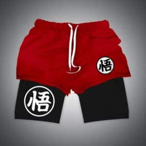 Dragon Ball Son Goku Go Kanji Logo Red Black Gym Shorts