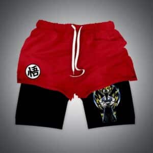 Dragon Ball Z Majin Vegeta SSJ2 Silhouette Red Black Gym Shorts