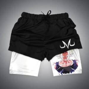 Dragon Ball Z Majin Vegeta Symbol Logo Black White Gym Shorts