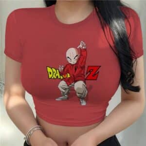Dragon Ball Z Krillin Kung-Fu Pose Red Sexy Crop Top