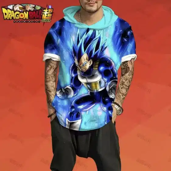 Electrifying Super Saiyan Blue Aura Vegeta Hooded T-Shirt