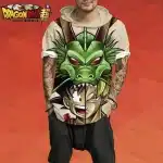 Epic Shenron and Saiyan Split Beige Hooded T-Shirt