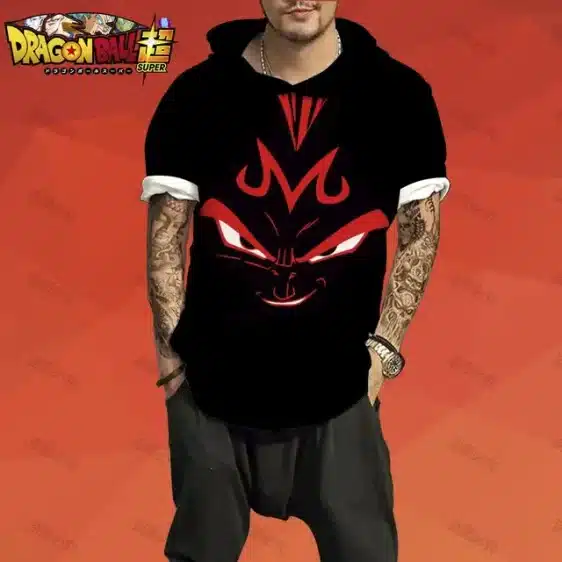 Majin Vegeta Menacing Black Red Symbol Hooded T-Shirt