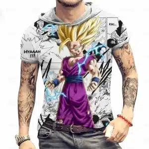 Super Saiyan Gohan Manga Comic Style Hooded T-Shirt