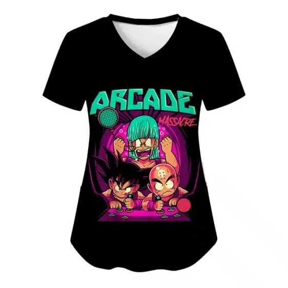 Arcade Massacre Retro Dragon Ball Z Characters Women's V-Neck T-shirt