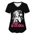 Black 'His Bulma' Pink Accents Women's V-Neck T-shirt