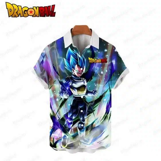 Blue Vegeta Super Saiyan God Button-Up Hawaiian Shirt